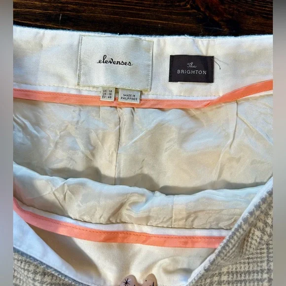 Anthropologie Elevenses The Brighton Plaid Wool Flare Trouser Pants Sz 14 - Picture 5 of 8